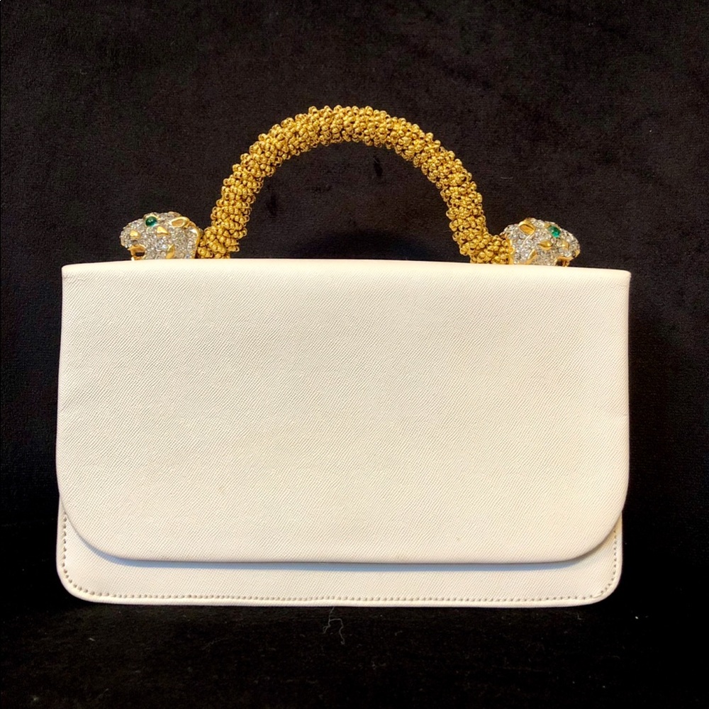 69’ Vintage - White Jeweled Panther Head Bag